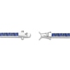 Thumbnail Image 4 of Square-Cut Blue Lab-Created Sapphire Tennis Bracelet Sterling Silver 7.25"