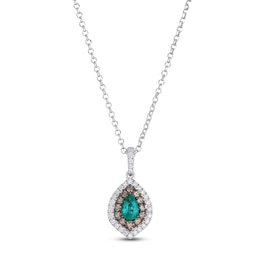 Le Vian Pear-Shaped Natural Emerald Necklace 3/8 ct tw Diamonds 14K Vanilla Gold 19"