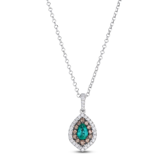 Le Vian Pear-Shaped Natural Emerald Necklace 3/8 ct tw Diamonds 14K Vanilla Gold 19"