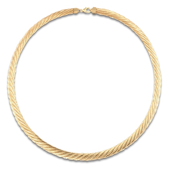 Italia D'Oro Mesh Weave Necklace 7mm Solid 14K Yellow Gold 20"