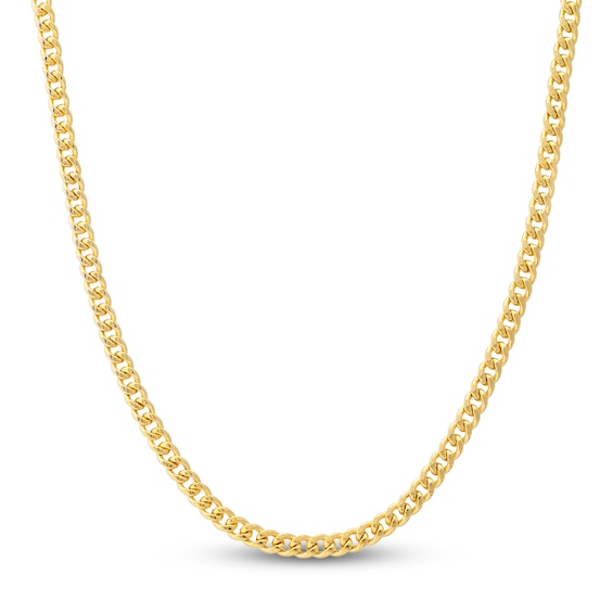 Cuban Curb Chain Necklace 5.3mm Semi-Solid 14K Yellow Gold 22"