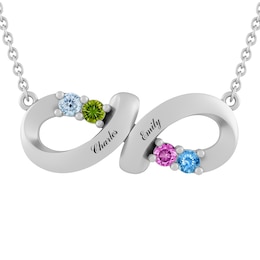 Birthstone Family & Mother's Bypass Infinity Pendant (2-4 Stones and 2 Lines)