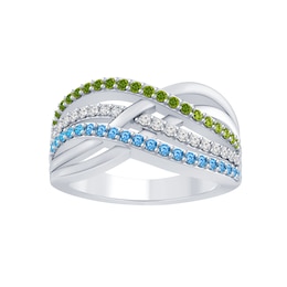 Mother's Family Birthstone Crossover Wave Ring