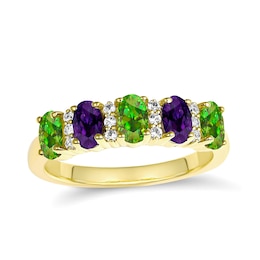 Mother's Family Birthstone and Sparkling Accent Stones Ring (5 Stones)
