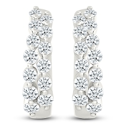 Diamond Two-Row Hoop Earrings 3/4 ct tw 10K White Gold