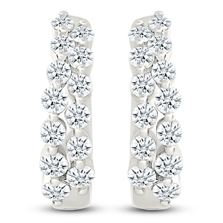 Diamond Two-Row Hoop Earrings 3/4 ct tw 10K White Gold