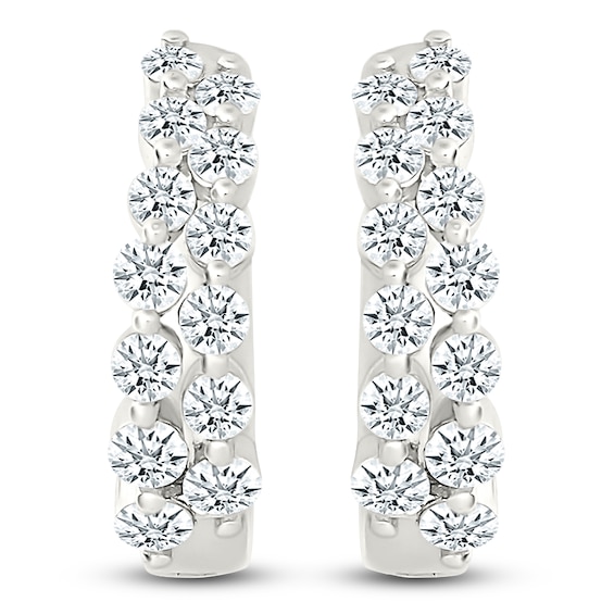 Diamond Two-Row Hoop Earrings 3/4 ct tw 10K White Gold