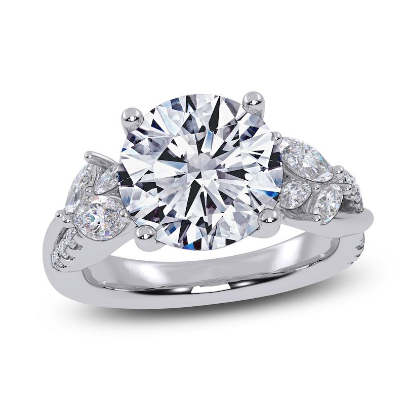 Main Image 1 of Round-Cut Lab-Grown Diamond Engagement Ring 3-1/2 ct tw 14K White Gold