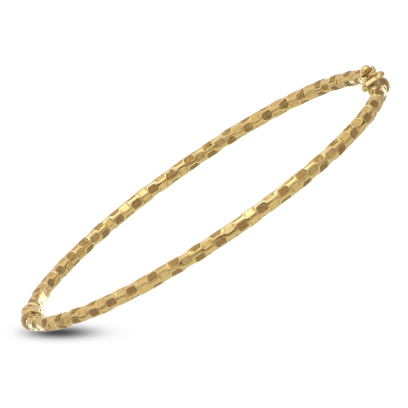 Main Image 2 of Italia D'Oro Diamond-Cut Bangle Bracelet 14K Yellow Gold