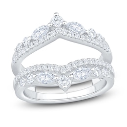 Certified Marquise & Round-Cut Diamond Chevron Enhancer Ring 1 ct tw 14K White Gold
