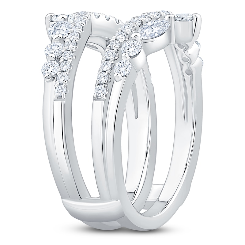 Main Image 2 of Certified Marquise & Round-Cut Diamond Chevron Enhancer Ring 1 ct tw 14K White Gold