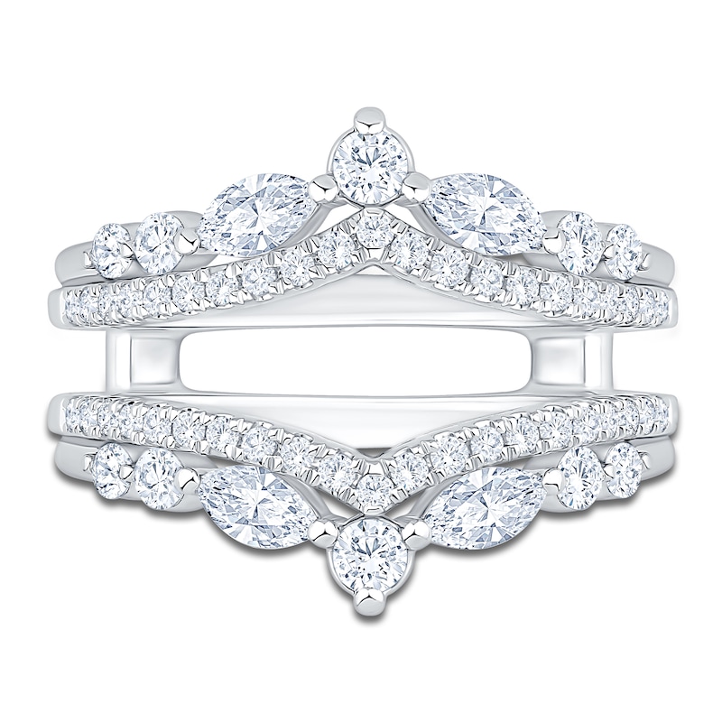 Main Image 3 of Certified Marquise & Round-Cut Diamond Chevron Enhancer Ring 1 ct tw 14K White Gold