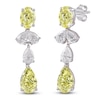 Thumbnail Image 1 of Multi-Shape Yellow & White Lab-Grown Diamond Drop Earrings 3-1/2 ct tw 14K White Gold