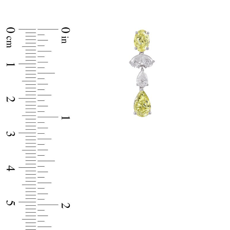 Main Image 2 of Multi-Shape Yellow & White Lab-Grown Diamond Drop Earrings 3-1/2 ct tw 14K White Gold