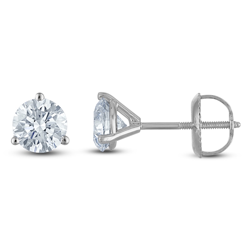 Main Image 1 of Round-Cut Lab-Grown Diamond Solitaire Stud Earrings 1 ct tw Platinum (VS2/F)