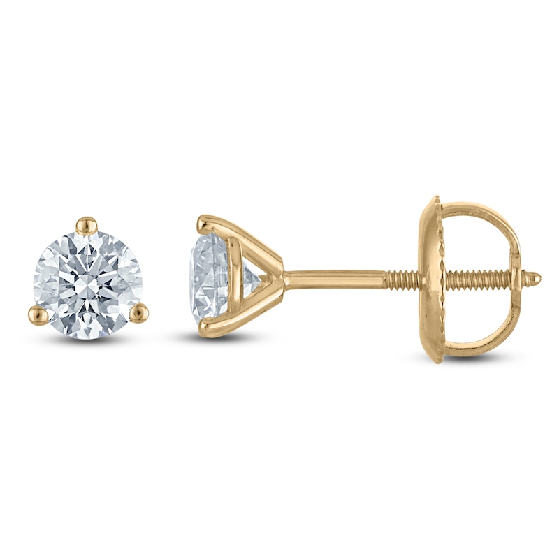 Main Image 1 of Round-Cut Lab-Grown Diamond Solitaire Stud Earrings 1/2 ct tw 18K Yellow Gold (VS2/F)