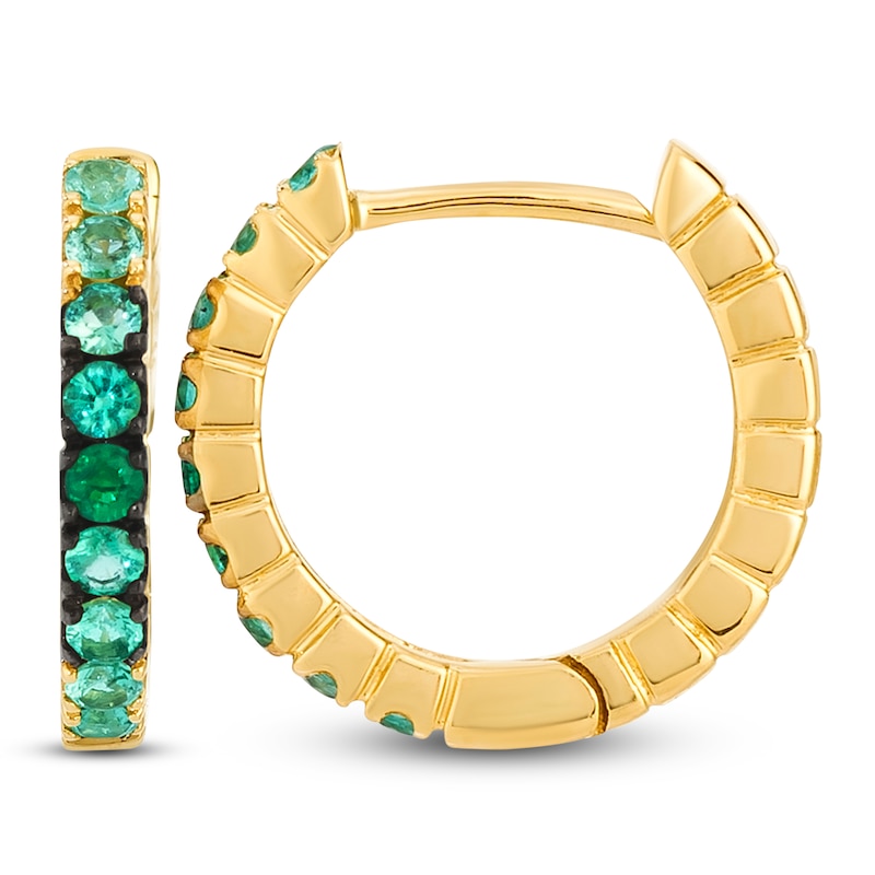 Main Image 1 of Le Vian Emerald Ombré Hoop Earrings 14K Honey Gold