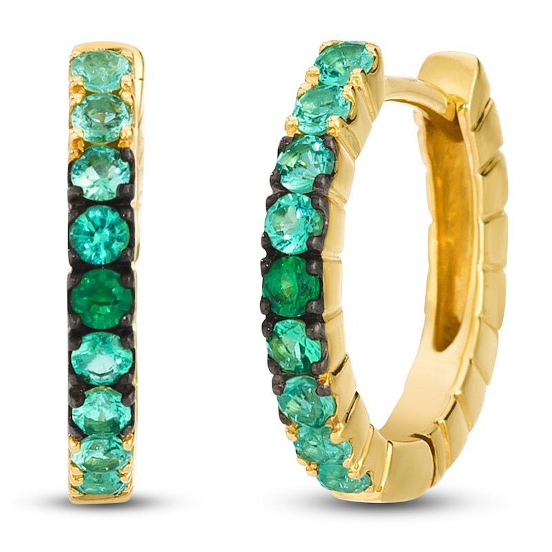 Main Image 2 of Le Vian Emerald Ombré Hoop Earrings 14K Honey Gold