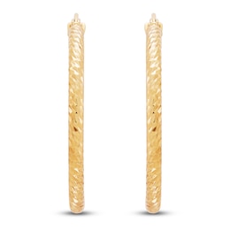 Diamond-Cut Pattern Hoop Earrings 10K Yellow Gold 20mm