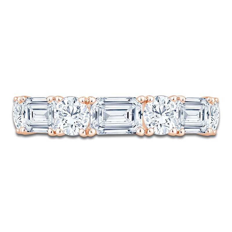 Main Image 3 of Round & Emerald-Cut Lab-Grown Diamond Alternating Anniversary Ring 3 ct tw 14K Rose Gold