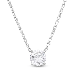 Storied Diamond Sands of Eternity Round-Cut Solitaire Hidden Halo Necklace 5/8 ct tw Platinum 18" (VS2/H)