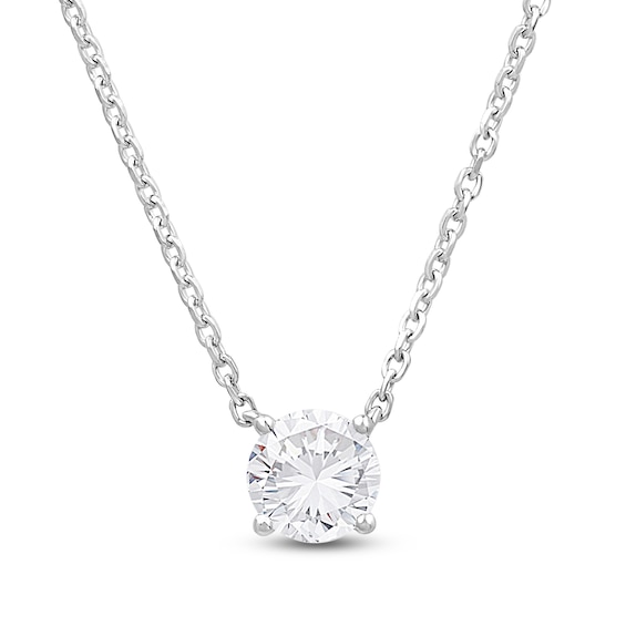 Storied Diamond Sands of Eternity Round-Cut Solitaire Hidden Halo Necklace 5/8 ct tw Platinum 18" (VS2/H)