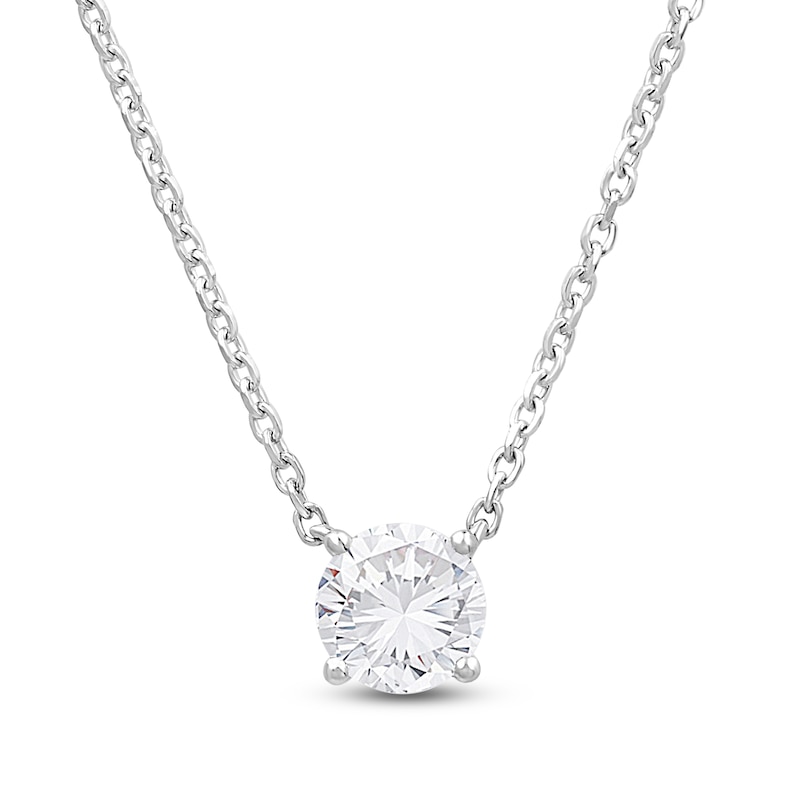 Main Image 1 of Storied Diamond Sands of Eternity Round-Cut Solitaire Hidden Halo Necklace 5/8 ct tw Platinum 18" (VS2/H)