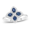 Thumbnail Image 1 of Pear-Shaped Natural Blue Sapphire & Diamond Clover Ring 1/5 ct tw 10K White Gold