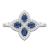 Thumbnail Image 3 of Pear-Shaped Natural Blue Sapphire & Diamond Clover Ring 1/5 ct tw 10K White Gold