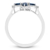 Thumbnail Image 4 of Pear-Shaped Natural Blue Sapphire & Diamond Clover Ring 1/5 ct tw 10K White Gold