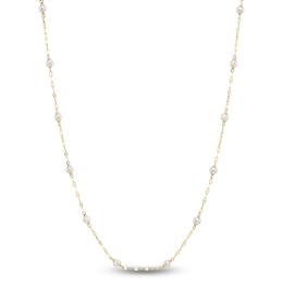 Shy Creation Cultured Pearl Valentino Chain Necklace 14K Yellow Gold 18"