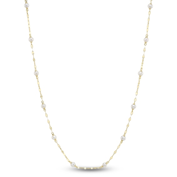Shy Creation Cultured Pearl Valentino Chain Necklace 14K Yellow Gold 18" SC55029218