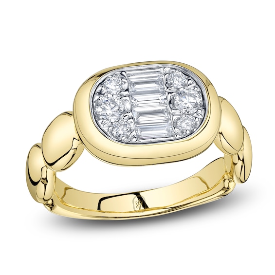 Shy ICON Lumeria Baguette & Round-Cut Multi-Diamond Pillow Ring 1/2 ct tw 14K Yellow Gold B22001025