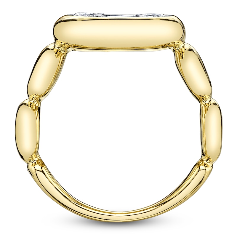Main Image 2 of Shy ICON Lumeria Baguette & Round-Cut Multi-Diamond Pillow Ring 1/2 ct tw 14K Yellow Gold