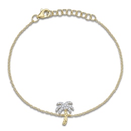 Shy Creation Diamond Palm Tree Bracelet 1/10 ct tw 14K Yellow Gold 7" JR55001198RD