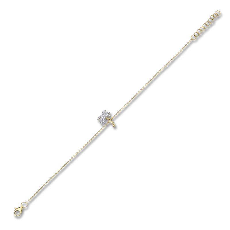 Main Image 2 of Shy Creation Diamond Palm Tree Bracelet 1/10 ct tw 14K Yellow Gold 7"