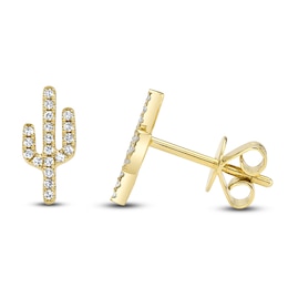 Shy Creation Diamond Cactus Stud Earrings 1/15 ct tw 14K Yellow Gold JR55001183
