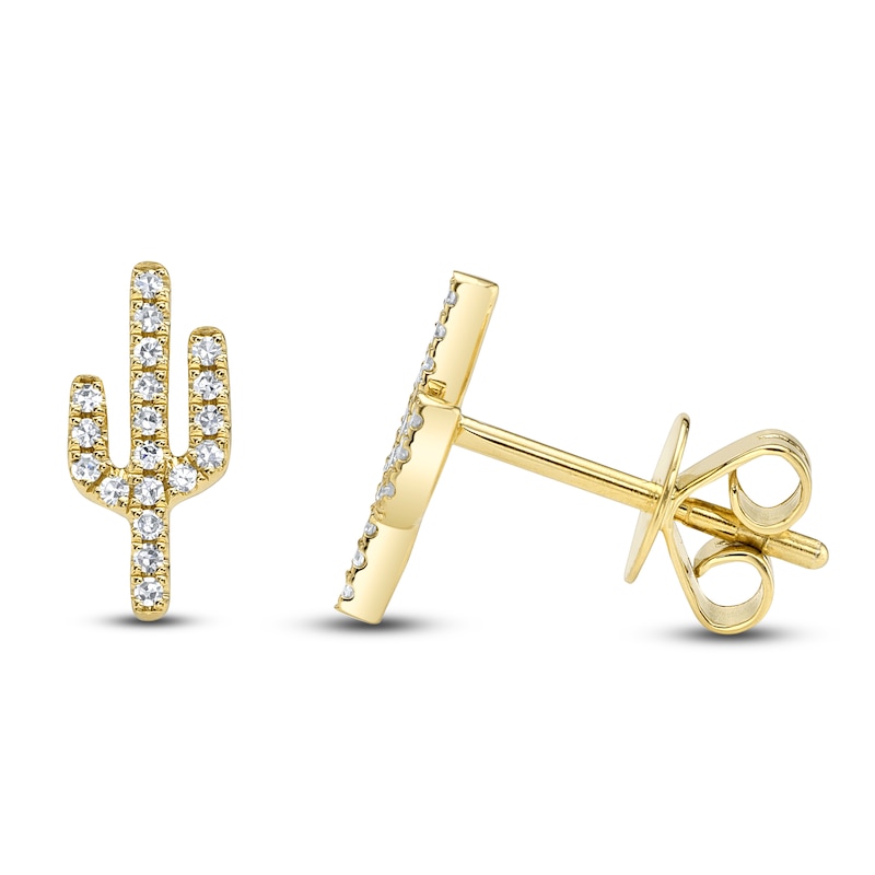 Main Image 1 of Shy Creation Diamond Cactus Stud Earrings 1/15 ct tw 14K Yellow Gold JR55001183