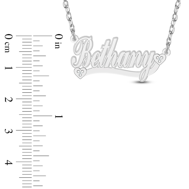 Main Image 4 of Diamond Accent Hearts Name Necklace 10K White Gold 18"