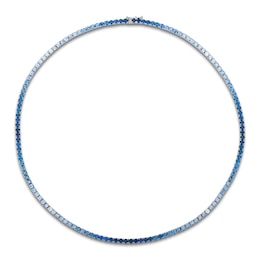 Le Vian Denim Ombré Sapphire Tennis Necklace 14K Vanilla Gold 17.5"