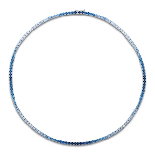 Le Vian Denim Ombré Sapphire Tennis Necklace 14K Vanilla Gold 17.5"
