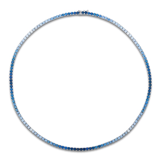 Le Vian Denim Ombré Sapphire Tennis Necklace 14K Vanilla Gold 17.5"