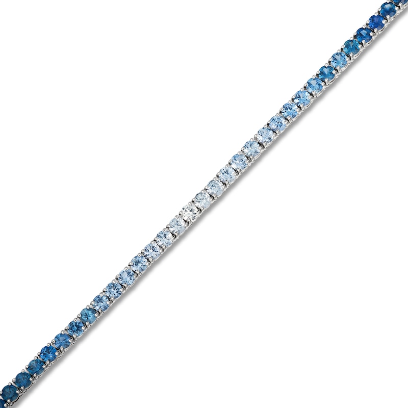 Main Image 2 of Le Vian Denim Ombré Sapphire Tennis Necklace 14K Vanilla Gold 17.5"