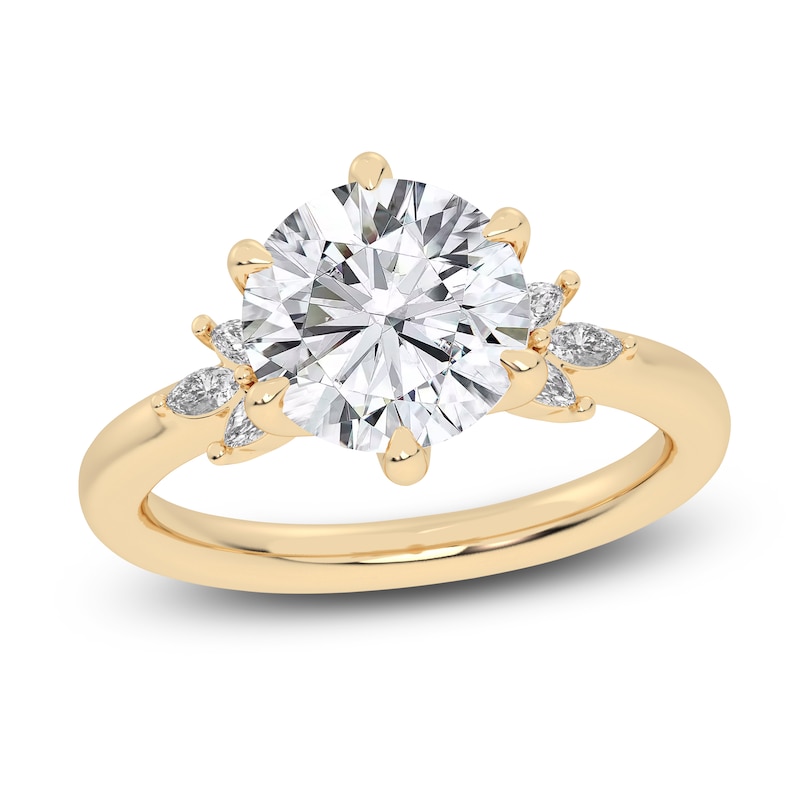 Main Image 1 of Lab-Grown Round-Cut Diamond Floral Engagement Ring 3-1/5 ct tw 14K Yellow Gold