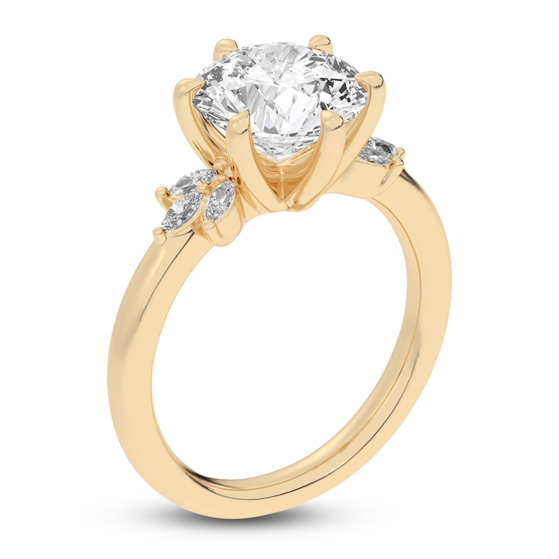 Main Image 2 of Lab-Grown Round-Cut Diamond Floral Engagement Ring 3-1/5 ct tw 14K Yellow Gold