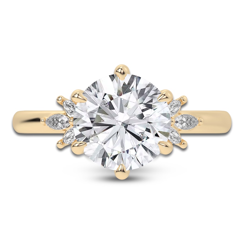 Main Image 3 of Lab-Grown Round-Cut Diamond Floral Engagement Ring 3-1/5 ct tw 14K Yellow Gold