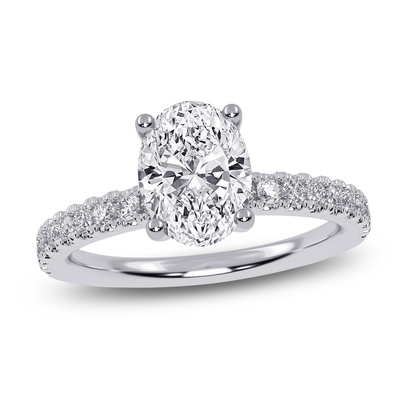 Main Image 1 of Oval-Cut Lab-Grown Diamond Engagement Ring 1-1/4 ct tw 14K White Gold