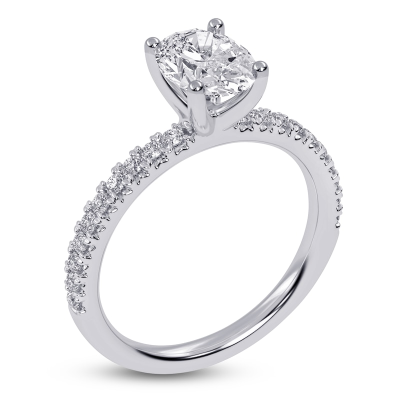 Main Image 2 of Oval-Cut Lab-Grown Diamond Engagement Ring 1-1/4 ct tw 14K White Gold