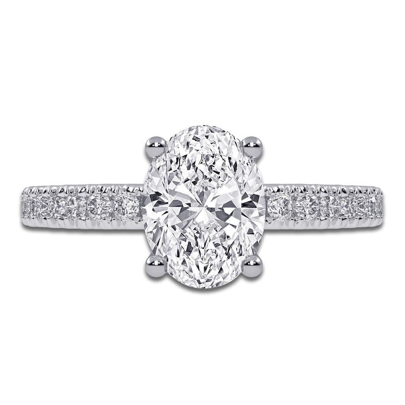 Main Image 3 of Oval-Cut Lab-Grown Diamond Engagement Ring 1-1/4 ct tw 14K White Gold
