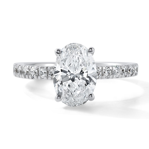 Certified Oval-Cut Lab-Grown Diamond Hidden Halo Engagement Ring 2-1/2 ct tw 14K White Gold